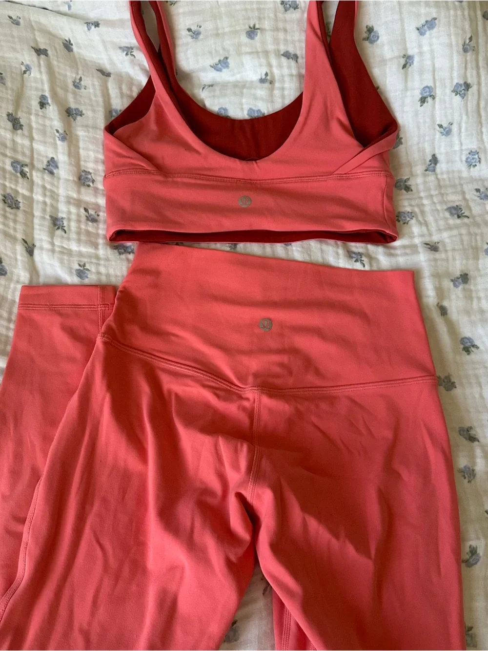 Lululemon Coral Athletic Bras and Legging Set